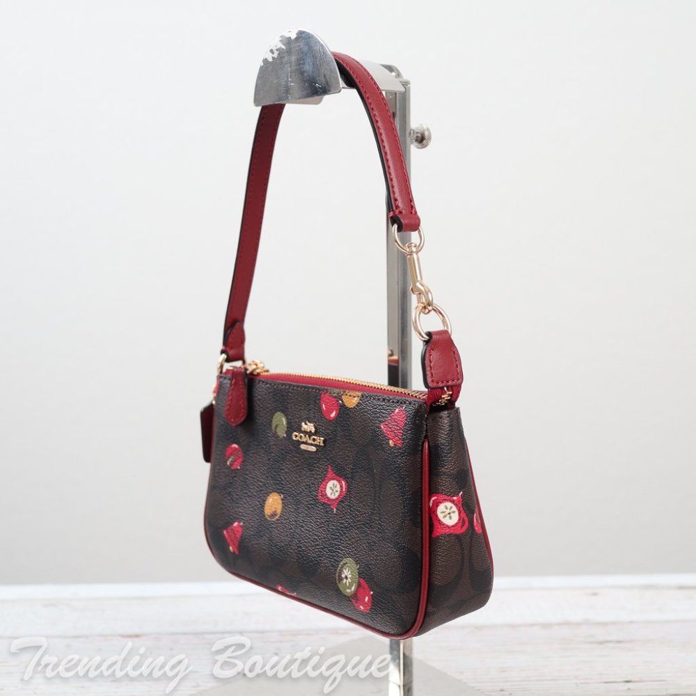 NWT Coach C7403 Nolita 19 in Signature Canvas with Ornament Print Brown Black - Picture 6 of 12